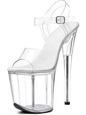 Clear Platform Heels for Women - 8-Inch Stiletto Ankle-Strap Exotic Dance Shoes